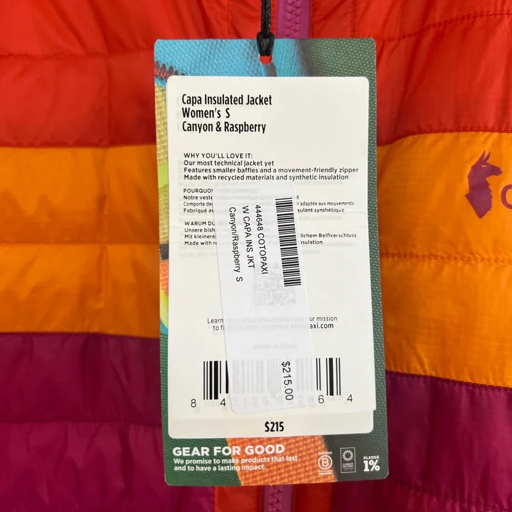 Cotopaxi NWT Women's Capa Insulated Jacket in Canyon/Raspberry, size S - Picture 10 of 15